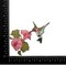 Ruby Red Hummingbird with Pink Flowers, Embroidered, Iron on Patch